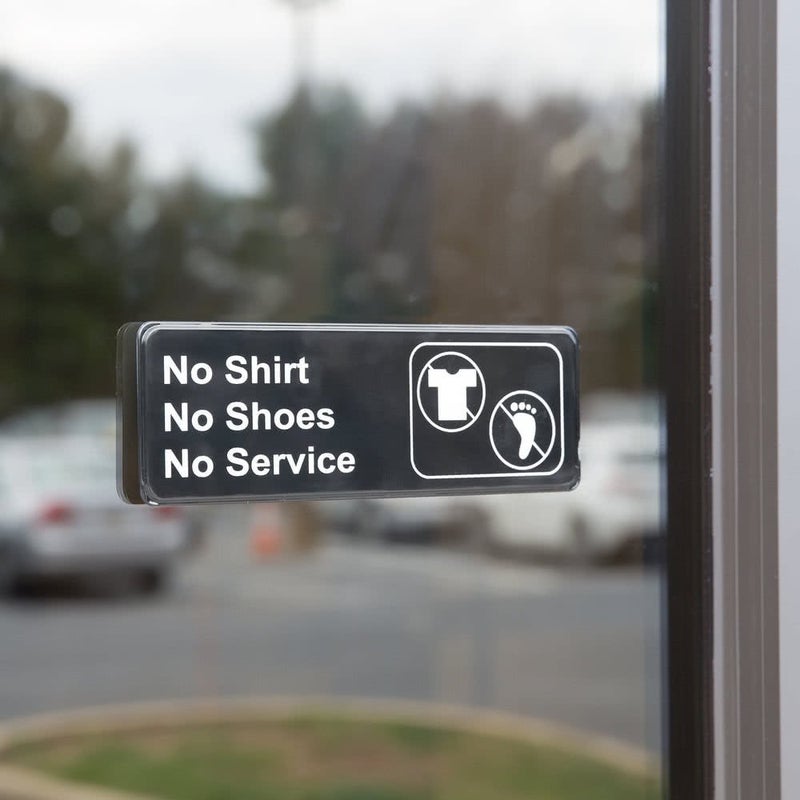 AborenCo No Shirt, No Shoes, No Service Sign Door Plate for Cafe Restaurant - Black and White, 9" x 3" - Image 3